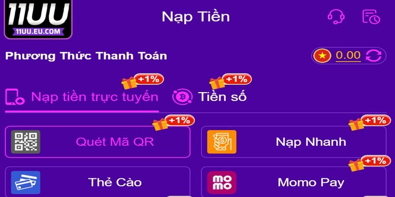 Nạp tiền ngay vào tài khoản để đủ điều kiện chơi game